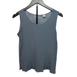 VTG Amanda Smith Tank Top Blue M Silk Minimalist Casual Y2K